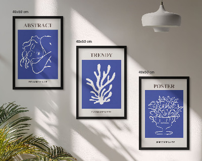Set 3 slik v okvirju Elegantni modri plakati