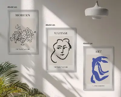 Abstraktni minimalistični plakati večdelna slika v okvirju