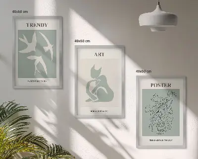 Komplet 3 slik v okvirju elegantne ilustracije v slogu Matissa
