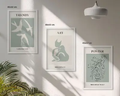 Komplet 3 slik v okvirju elegantne ilustracije v slogu Matissa