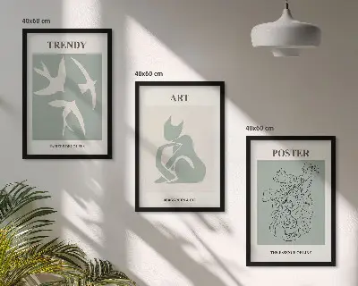 Komplet 3 slik v okvirju elegantne ilustracije v slogu Matissa