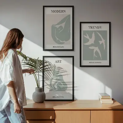 Matissejeve abstraktne figure komplet 3 slik v okvirju