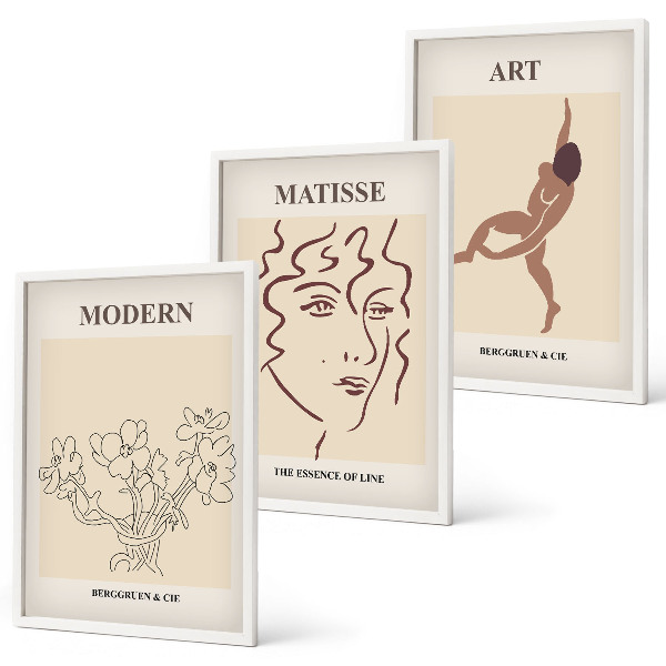 Večdelna slika v okvirju Elegantna grafika cvetnih likov