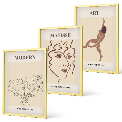 Večdelna slika v okvirju Elegantna grafika cvetnih likov