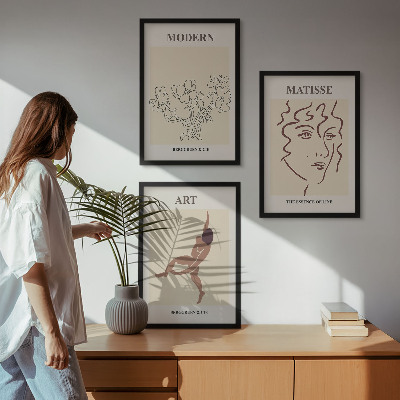 Večdelna slika v okvirju Elegantna grafika cvetnih likov