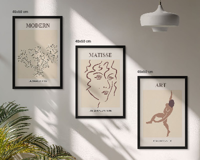 Večdelna slika v okvirju Elegantna grafika cvetnih likov