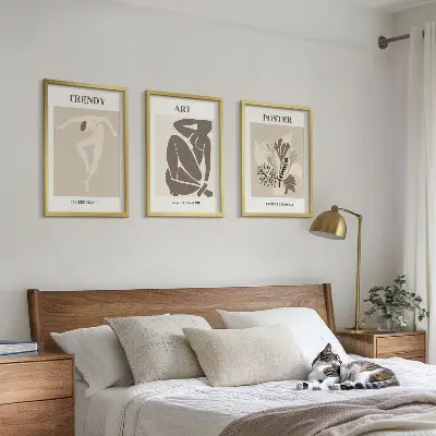 Večdelna slika v okvirju z motivom rastlinskih figur po vzoru Matissa