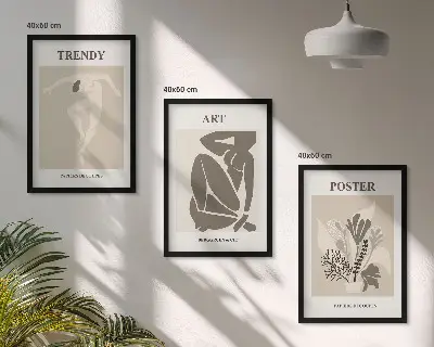 Večdelna slika v okvirju z motivom rastlinskih figur po vzoru Matissa