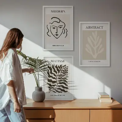 Komplet 3 slik v okvirju Matisse umetniški odtisi obrazov