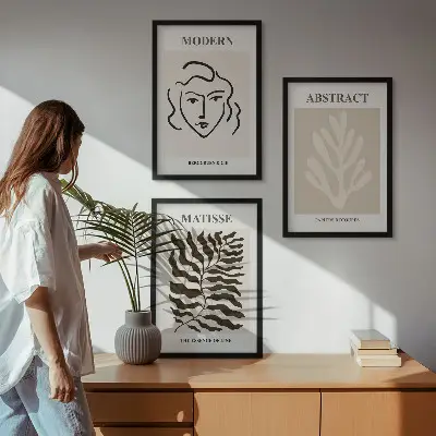 Komplet 3 slik v okvirju Matisse umetniški odtisi obrazov