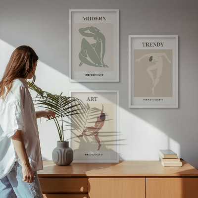 Set 3 slik v okvirju Elegantni liki v minimalizmu