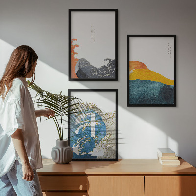 Triptih v okvirju Valovi japonskega grafičnega sloga