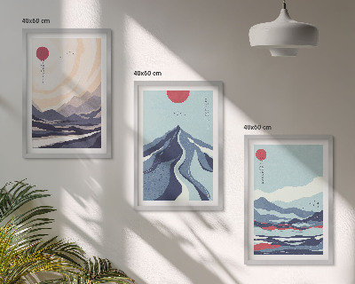 Večdelna slika v okvirju Abstraktne japonske gore