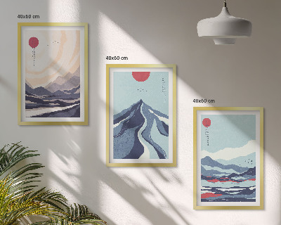 Večdelna slika v okvirju Abstraktne japonske gore