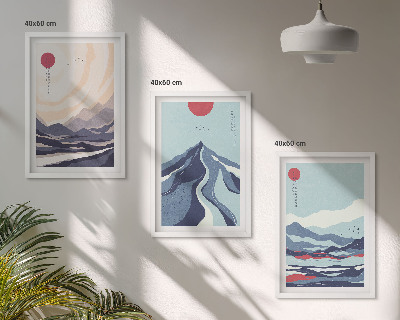 Večdelna slika v okvirju Abstraktne japonske gore