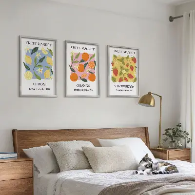 Sadni plakati limone in jagode triptih v okvirju