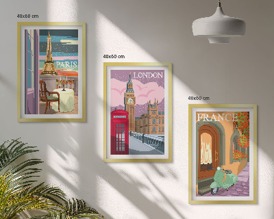 Večdelna slika v okvirju Pogledi Pariz London retro