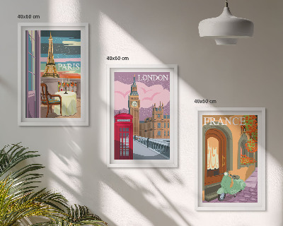Večdelna slika v okvirju Pogledi Pariz London retro