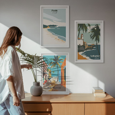 Set 3 slik v okvirju Tropske plaže in palme