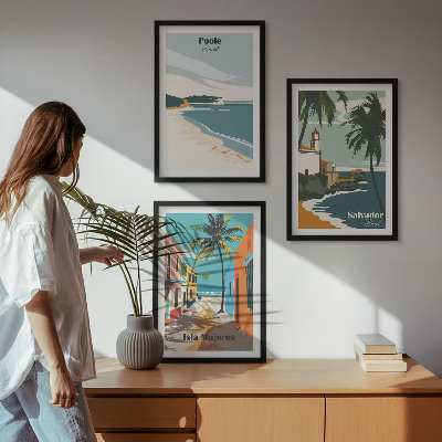 Set 3 slik v okvirju Tropske plaže in palme