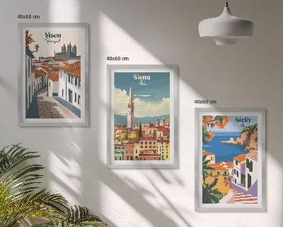 Set 3 slik v okvirju Retro ilustracije svetovnih mest
