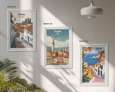 Set 3 slik v okvirju Retro ilustracije svetovnih mest