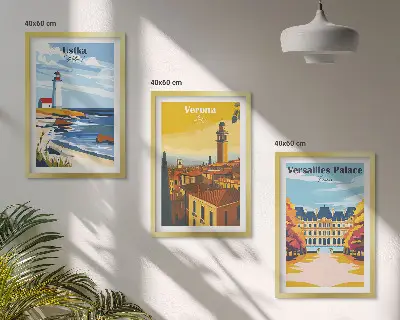 Komplet 3 slik v okvirju pogledi na obmorska mesta