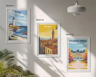 Komplet 3 slik v okvirju pogledi na obmorska mesta
