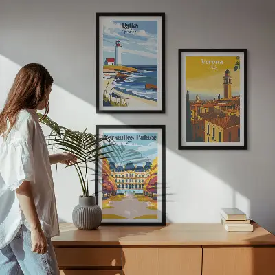 Komplet 3 slik v okvirju pogledi na obmorska mesta