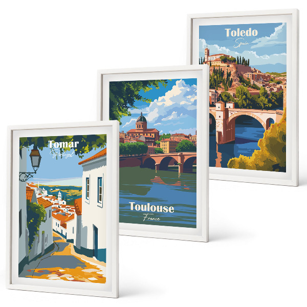 Večdelna slika v okvirju Retro mestna grafika