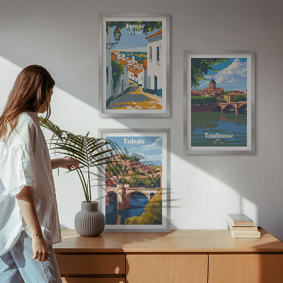 Večdelna slika v okvirju Retro mestna grafika