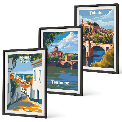 Večdelna slika v okvirju Retro mestna grafika