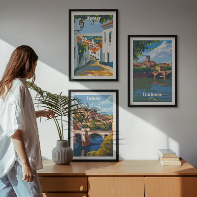 Večdelna slika v okvirju Retro mestna grafika
