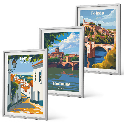 Večdelna slika v okvirju Retro mestna grafika