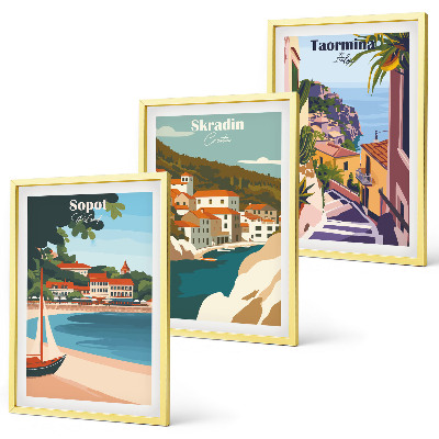 Triptih v okvirju Ilustracije obmorskega mesta