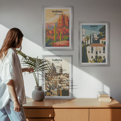Večdelna slika v okvirju Pogledi Sedona Sintra Valletta retro