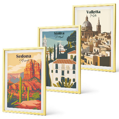 Večdelna slika v okvirju Pogledi Sedona Sintra Valletta retro