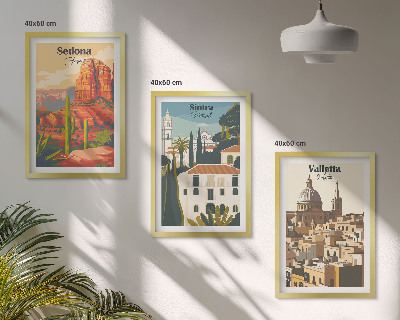 Večdelna slika v okvirju Pogledi Sedona Sintra Valletta retro