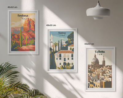 Večdelna slika v okvirju Pogledi Sedona Sintra Valletta retro