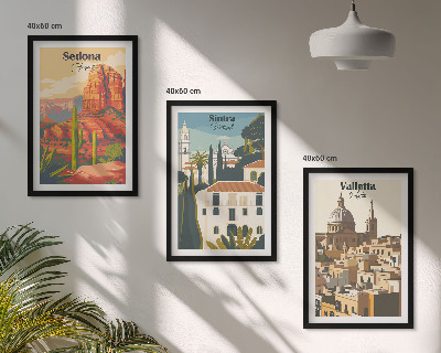 Večdelna slika v okvirju Pogledi Sedona Sintra Valletta retro