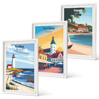 Triptih v okvirju Pogled na mesto Ustka Tarnów Sopot