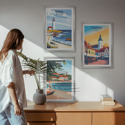 Triptih v okvirju Pogled na mesto Ustka Tarnów Sopot