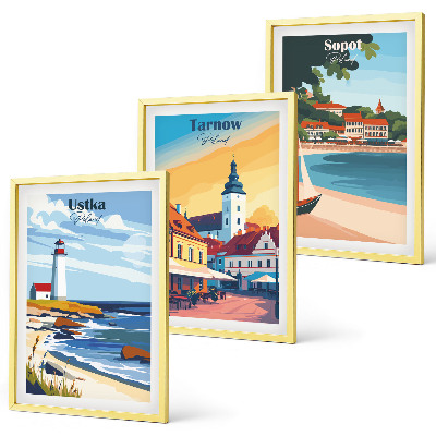 Triptih v okvirju Pogled na mesto Ustka Tarnów Sopot