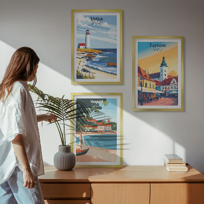 Triptih v okvirju Pogled na mesto Ustka Tarnów Sopot