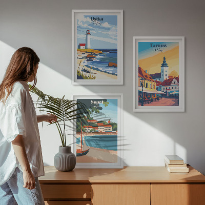 Triptih v okvirju Pogled na mesto Ustka Tarnów Sopot