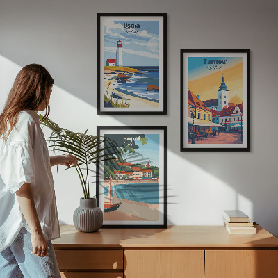 Triptih v okvirju Pogled na mesto Ustka Tarnów Sopot