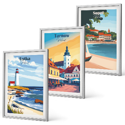 Triptih v okvirju Pogled na mesto Ustka Tarnów Sopot