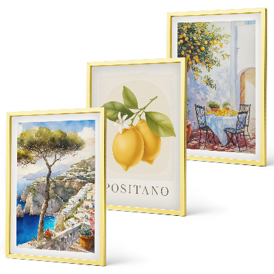 Set 3 slik v okvirju Razgledi na Positano z limonami