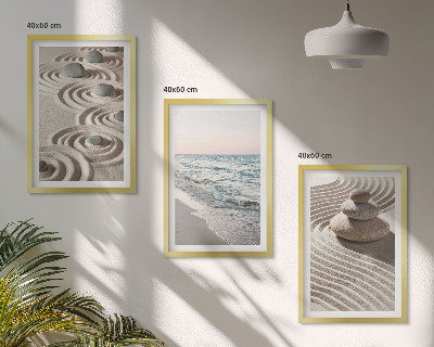 Set 3 slik v okvirju Valovi pesek voda kamenje plaža