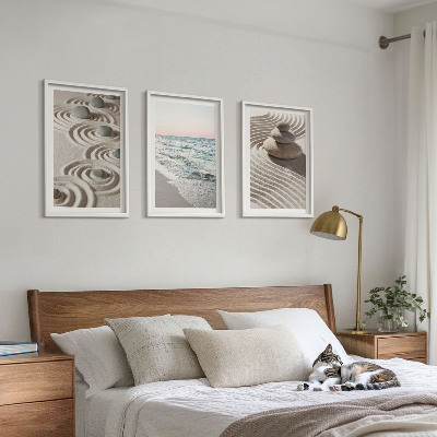 Set 3 slik v okvirju Valovi pesek voda kamenje plaža